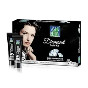 Astaberry Diamond Mini Facial Kit, 5 Steps for Skin Brightening | Ultimate Glow | Reduces blackheads & Blemishes | Restores skin nutrients & Shine | For Women |100 gm