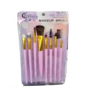 Eyeshadow Brush Set, Makeup with Gel Eyeliner, Flat Eye, and Eyelash Brushes, Purple, (PACK OF 8)