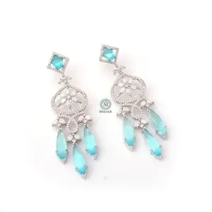 Hanna Pastel Blue CZ Designer Earrings