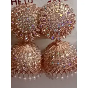 Latest Rose Gold Partywear Jhumka Big Earring for Girls and Women