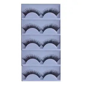 Natural Black Thick Long False Eyelashes Makeup Extension Pack Of 5 Pair Fake Eyelashes