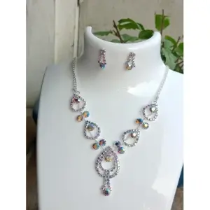 Necklace set for kids girls party wear silver colour