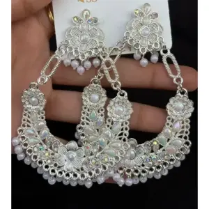 Oxidised long pearl jhumka earrings for girls
