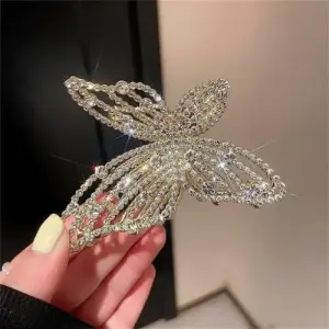 Rosastella Large Rhinestone Butterfly Hair Claw Clutcher Long Hair For Women & Girls1pcs Hair Claw