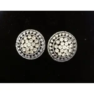 Silver Oxidised Embellished Stud