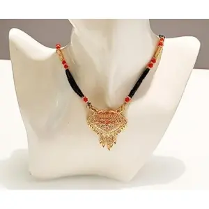 Traditional Gold Plated Crystal Beads Mangalsutra|American Diamond Mangalsutra Indian Style Necklace Single Line Layer Long Mangalsutrafor Girls and Women || Golden Mangalsutra 1