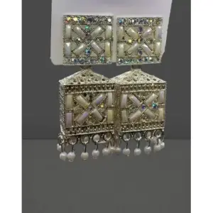 White Stone jhumka , white jhumka , drop jhumkab