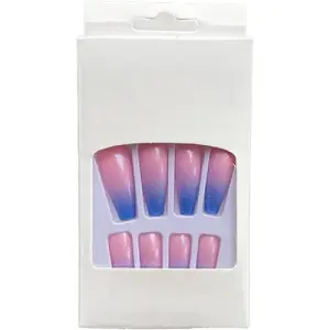 Miduoidn 1 Set French Tip Press on Nails Gradient Shimmer Extra Long Tips Removable Wraps Full Cover Ballerina Salon Manicure Kit, Type 10,24Pcs jelly, 2g glue