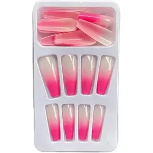 Miduoidn 1 Set French Tip Press on Nails Gradient Shimmer Extra Long Tips Removable Wraps Full Cover Ballerina Salon Manicure Kit, Type 11,24Pcs jelly, 2g glue