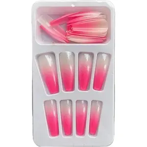 Miduoidn 1 Set French Tip Press on Nails Gradient Shimmer Extra Long Tips Removable Wraps Full Cover Ballerina Salon Manicure Kit, Type 1,24Pcs jelly, 2g glue