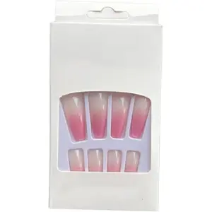 Miduoidn 1 Set French Tip Press on Nails Gradient Shimmer Extra Long Tips Removable Wraps Full Cover Ballerina Salon Manicure Kit, Type 3,24Pcs jelly, 2g glue