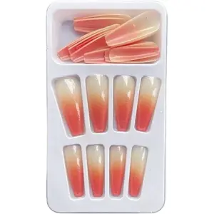 Miduoidn 1 Set French Tip Press on Nails Gradient Shimmer Extra Long Tips Removable Wraps Full Cover Ballerina Salon Manicure Kit, Type 4,24Pcs jelly, 2g glue